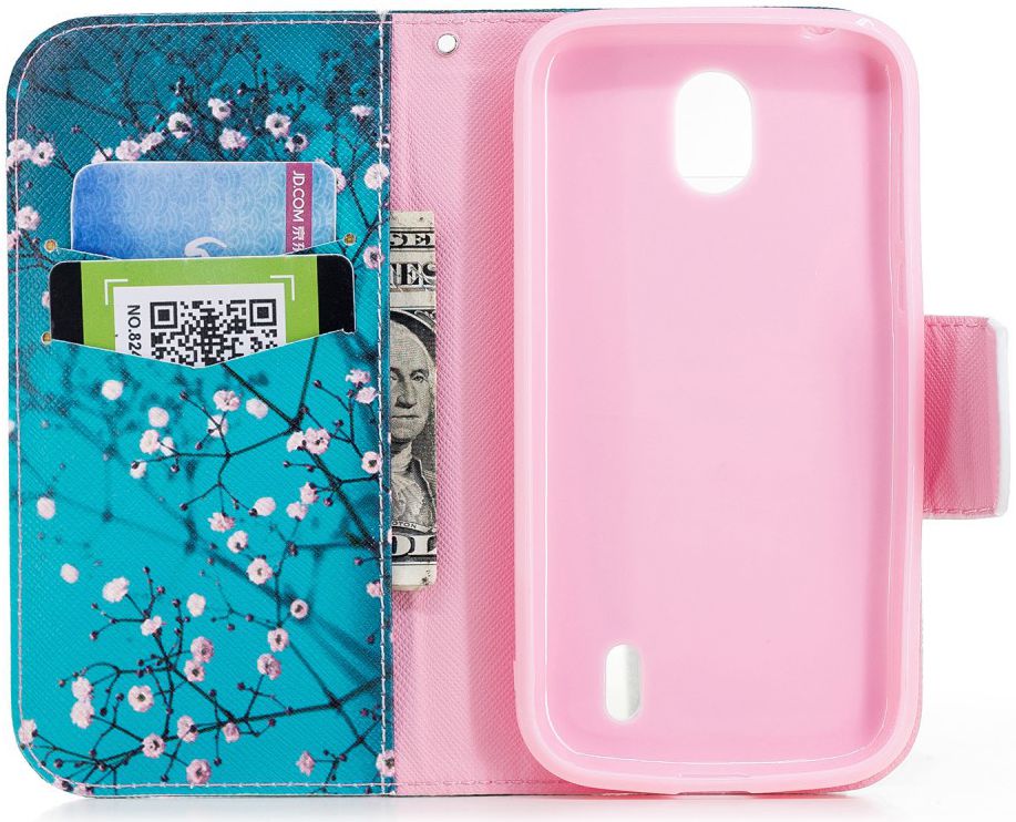 Nokia 1 Portemonnee Hoesje met Print Bloemen afbeelding 2