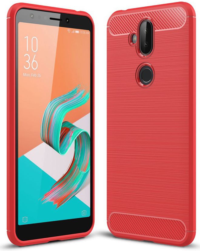 Asus ZenFone 5 Lite Geborsteld TPU Hoesje Rood afbeelding 1