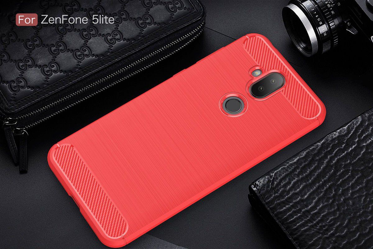 Asus ZenFone 5 Lite Geborsteld TPU Hoesje Rood afbeelding 2