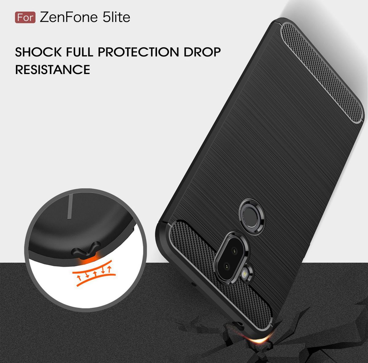 Asus ZenFone 5 Lite Geborsteld TPU Hoesje Rood afbeelding 4