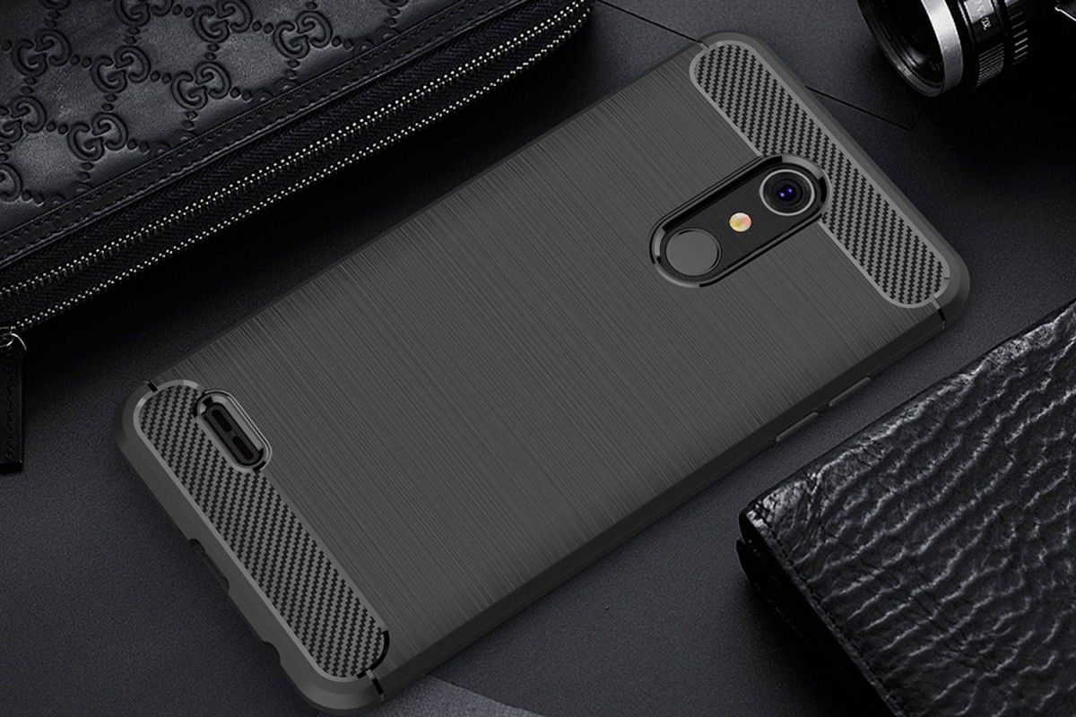 LG K11 Geborsteld TPU Hoesje Zwart afbeelding 4