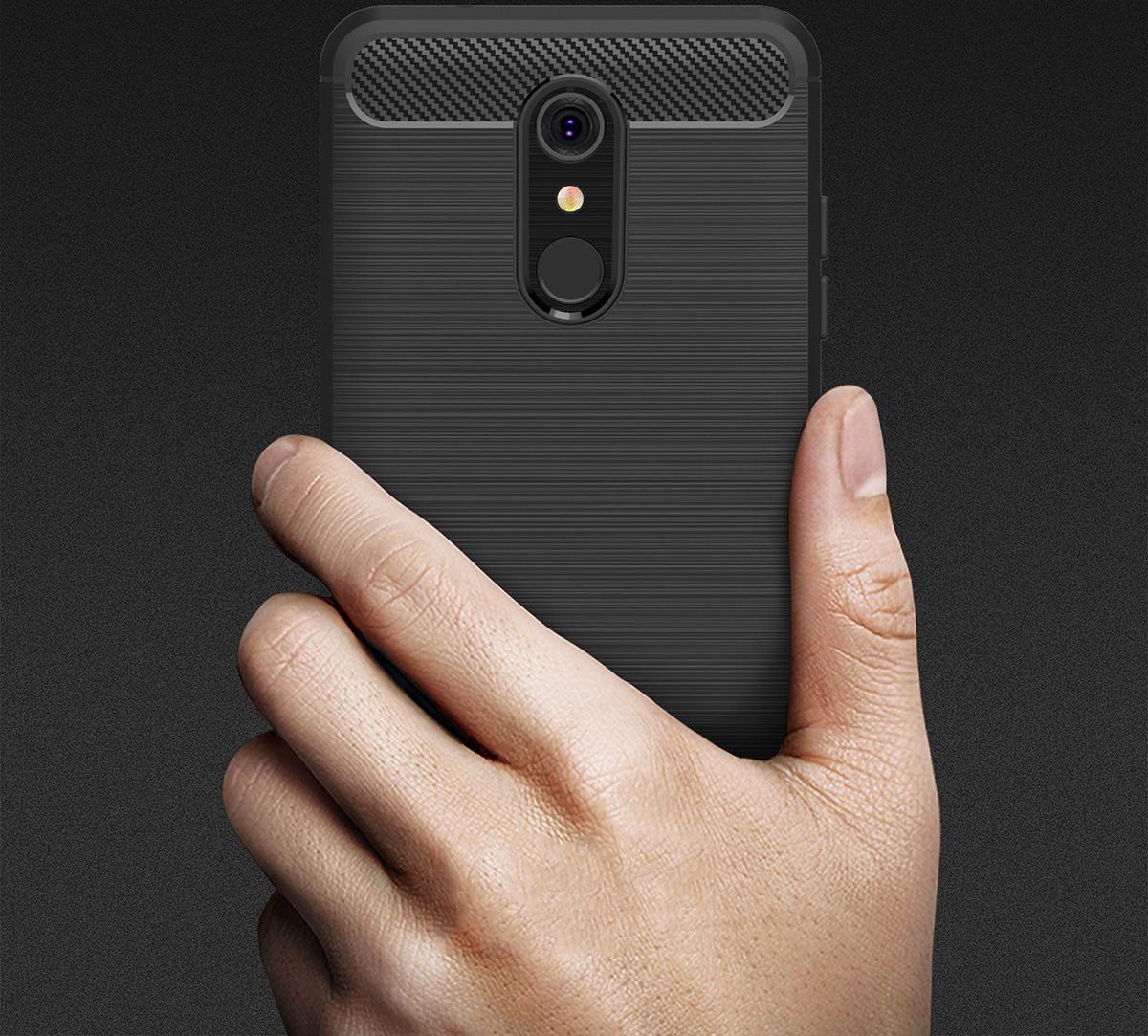 LG K11 Geborsteld TPU Hoesje Zwart afbeelding 5