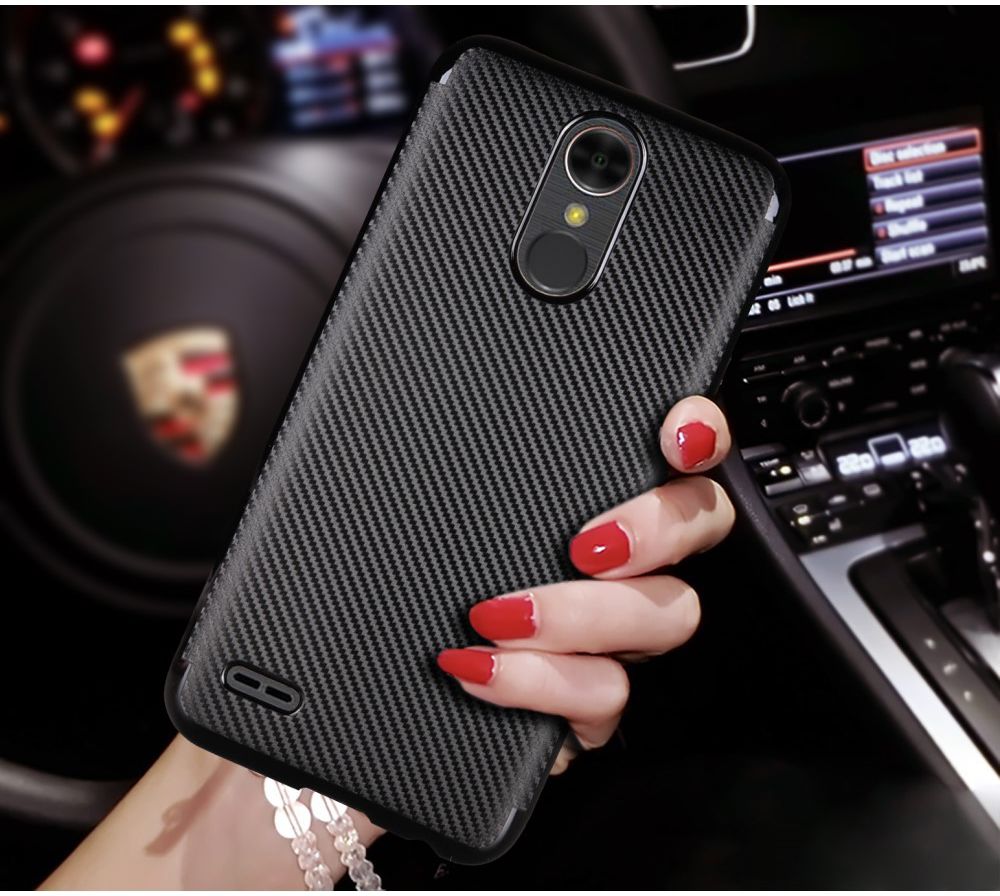LG K10 2017 TPU Hoesje Carbon Zwart afbeelding 2