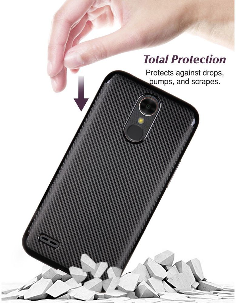 LG K10 2017 TPU Hoesje Carbon Zwart afbeelding 4