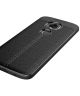 Motorola Moto E5 Hoesje TPU met Lederen Textuur Zwart