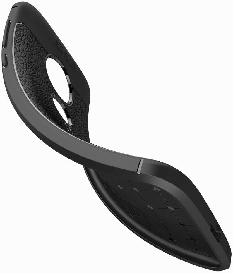 Motorola Moto E5 Hoesje TPU met Lederen Textuur Zwart afbeelding 3
