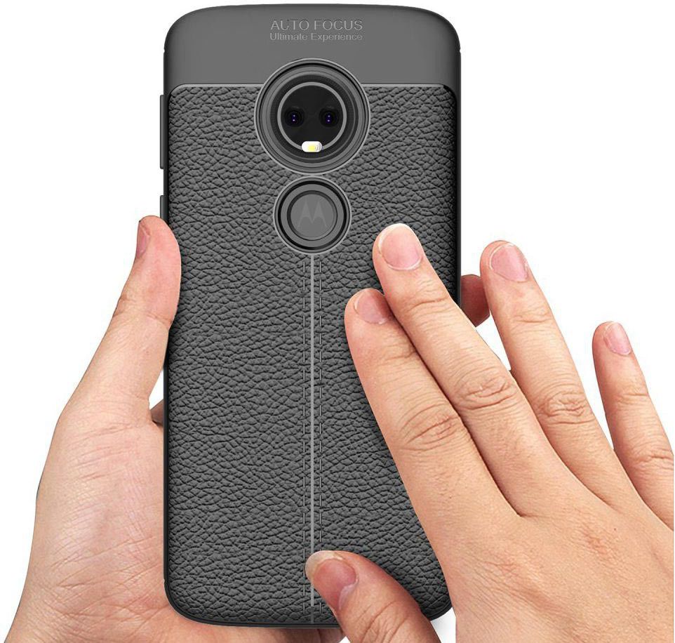 Motorola Moto E5 Hoesje TPU met Lederen Textuur Zwart afbeelding 6