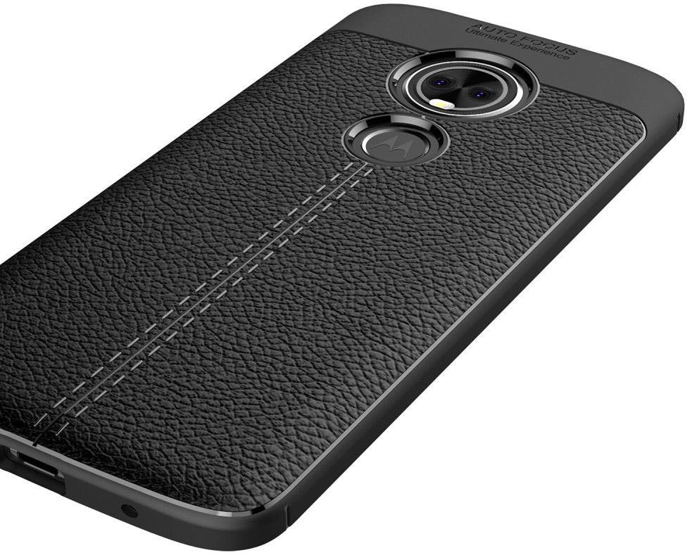 Motorola Moto E5 Hoesje TPU met Lederen Textuur Zwart afbeelding 9