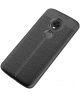 Motorola Moto E5 Plus Hoesje TPU Met Lederen Textuur Zwart