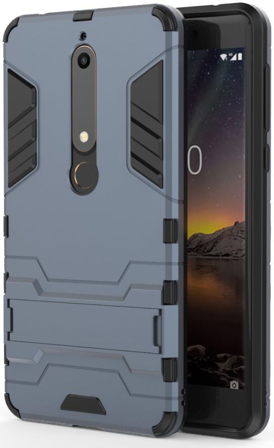 Nokia 6 (2018) Hybride Hoesje met Kickstand Blauw afbeelding 1