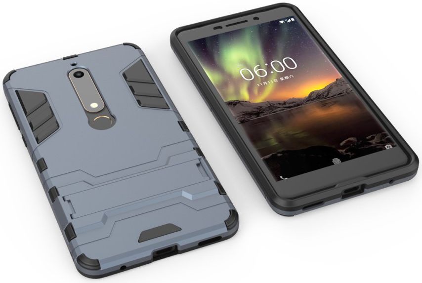 Nokia 6 (2018) Hybride Hoesje met Kickstand Blauw afbeelding 3