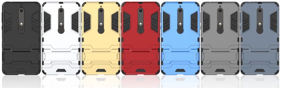 Nokia 6 (2018) Hybride Hoesje met Kickstand Blauw afbeelding 5