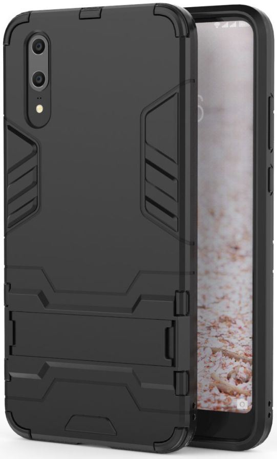 Huawei P20 Hybride Hoesje met Kickstand Zwart afbeelding 1
