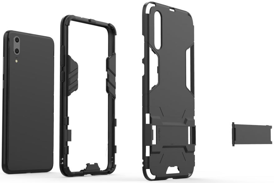 Huawei P20 Hybride Hoesje met Kickstand Zwart afbeelding 3
