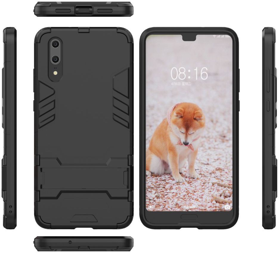 Huawei P20 Hybride Hoesje met Kickstand Zwart afbeelding 4