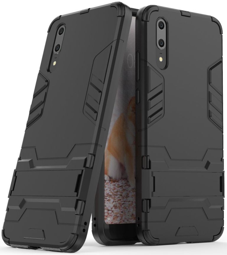 Huawei P20 Hybride Hoesje met Kickstand Zwart afbeelding 5