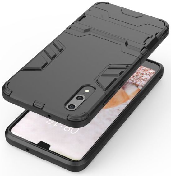 Huawei P20 Hybride Hoesje met Kickstand Zwart afbeelding 7
