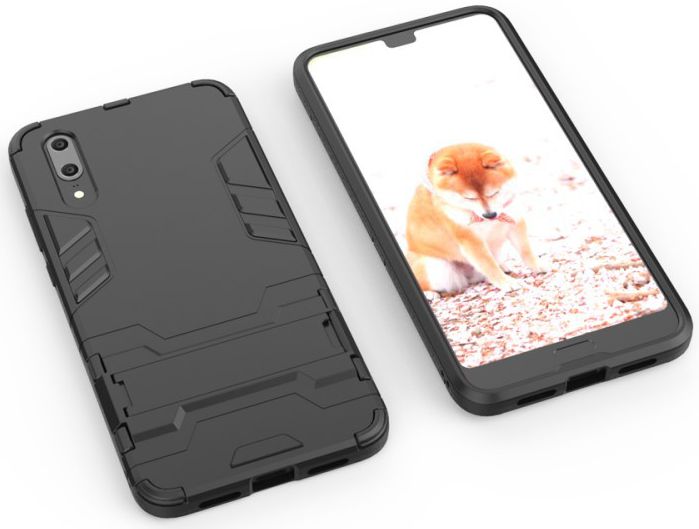 Huawei P20 Hybride Hoesje met Kickstand Zwart afbeelding 8