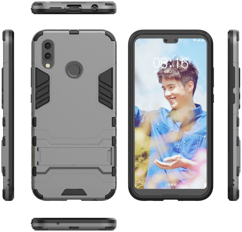 Huawei P20 Lite Hybride Hoesje met Standaard Grijs afbeelding 3