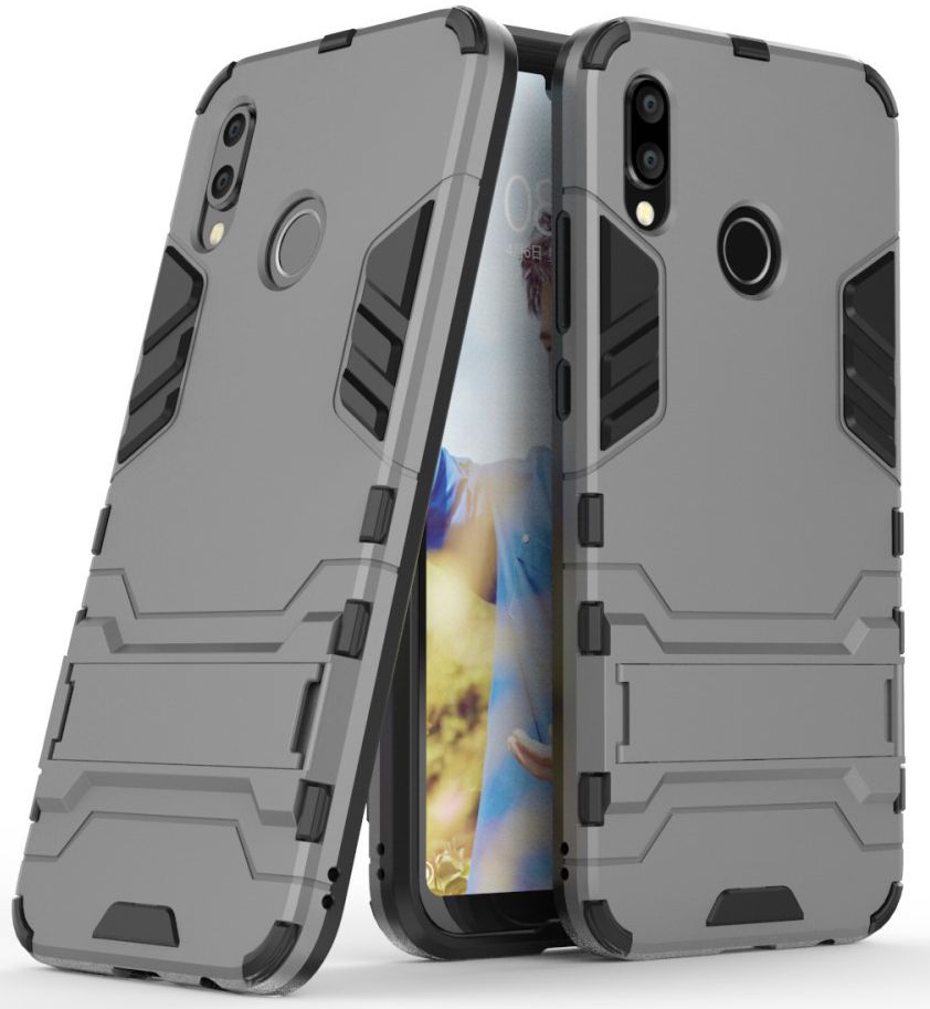 Huawei P20 Lite Hybride Hoesje met Standaard Grijs afbeelding 4