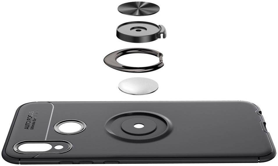Huawei P20 Lite Backcover Hoesje Houder en Ring Zwart afbeelding 3
