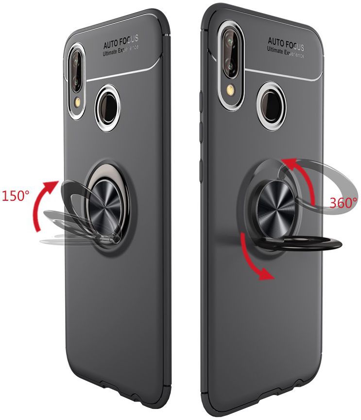 Huawei P20 Lite Backcover Hoesje Houder en Ring Zwart afbeelding 4
