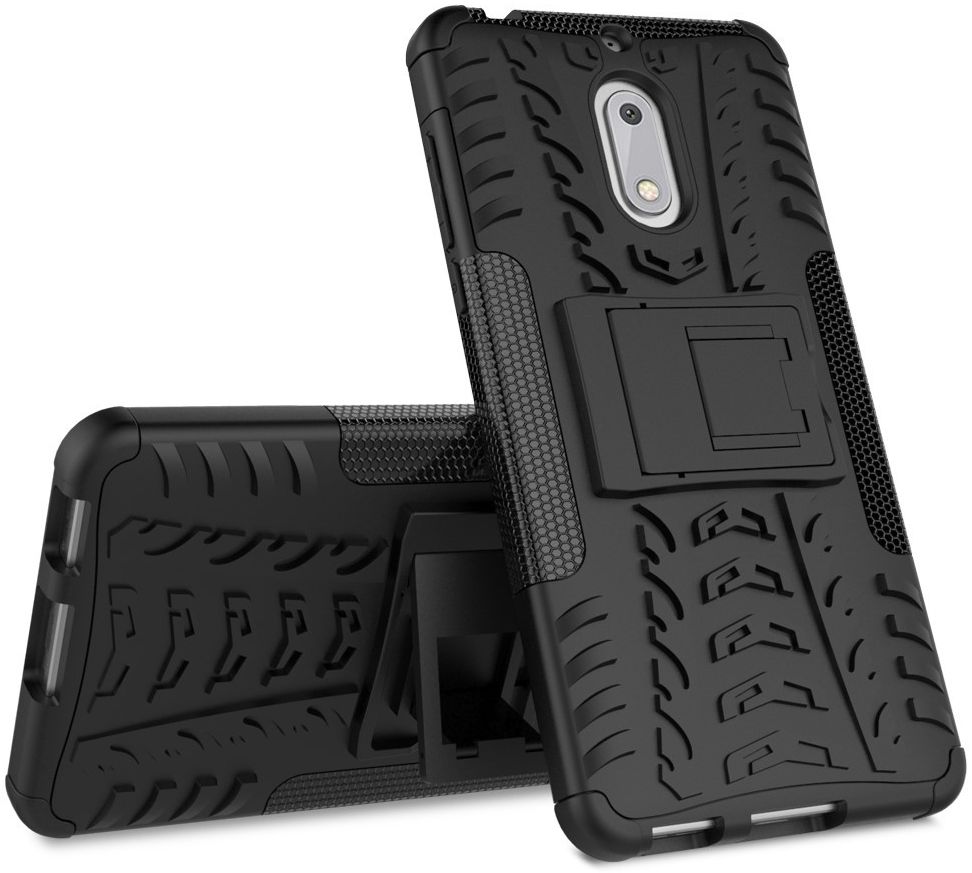 Robuust Hybride Nokia 6 Hoesje Zwart afbeelding 10