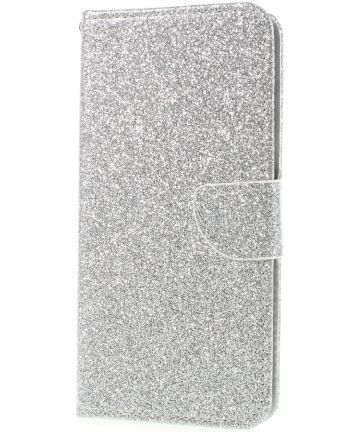 Huawei P Smart Bookcase Glitter Zilver Hoesjes