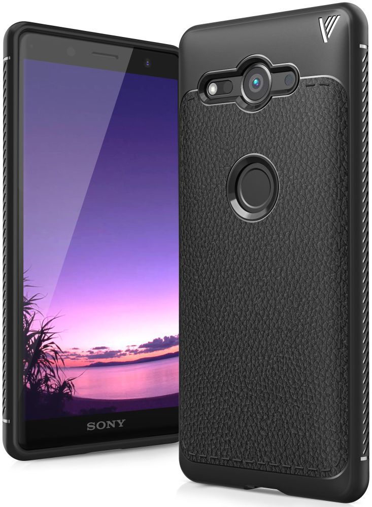 Sony Xperia Xz2 Compact Back Cover Met Lederen Coating Zwart Gsmpunt Nl