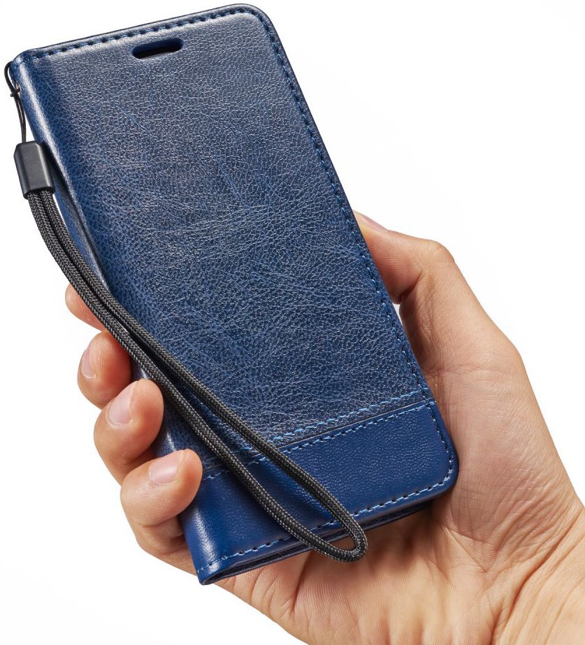 Samsung Galaxy S9 Lederen Portemonnee Hoesje met Lanyard Blauw afbeelding 2