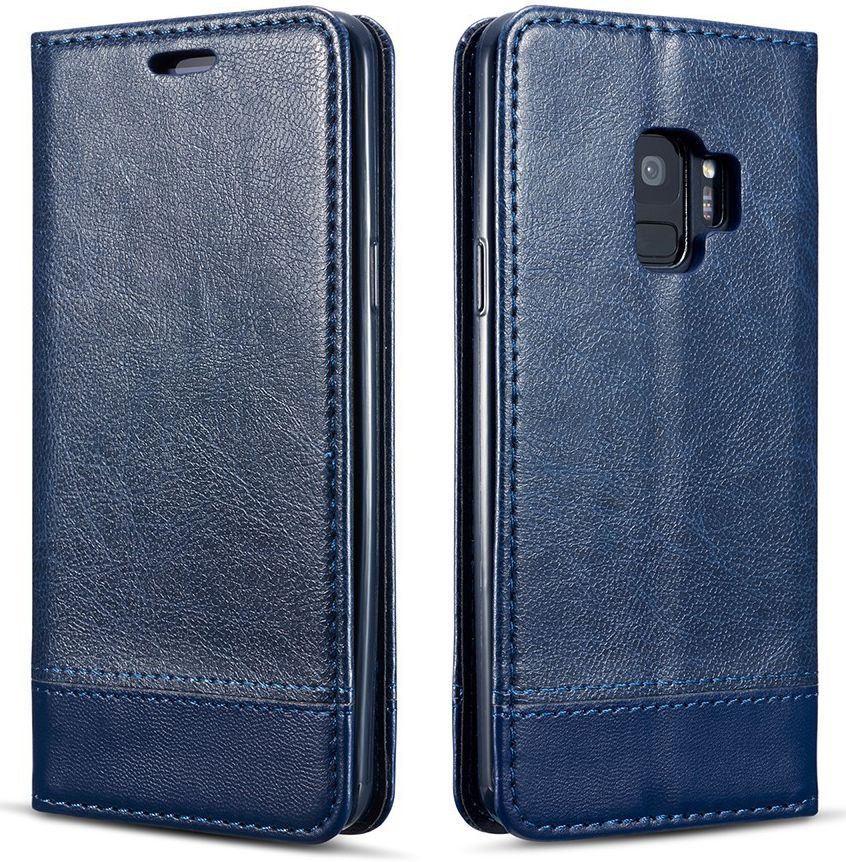 Samsung Galaxy S9 Lederen Portemonnee Hoesje met Lanyard Blauw afbeelding 4