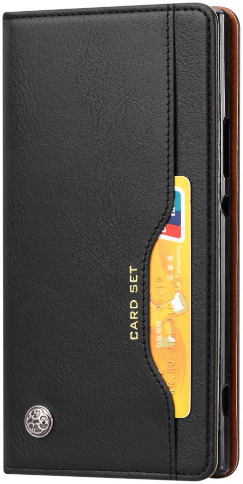 Sony Xperia XA2 Lederen Wallet Stand Hoesje Zwart afbeelding 3