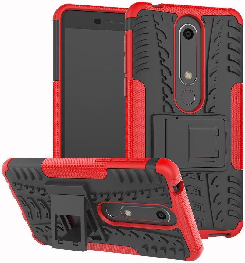 Nokia 6 2018 Hybride Hoesje Rood afbeelding 1