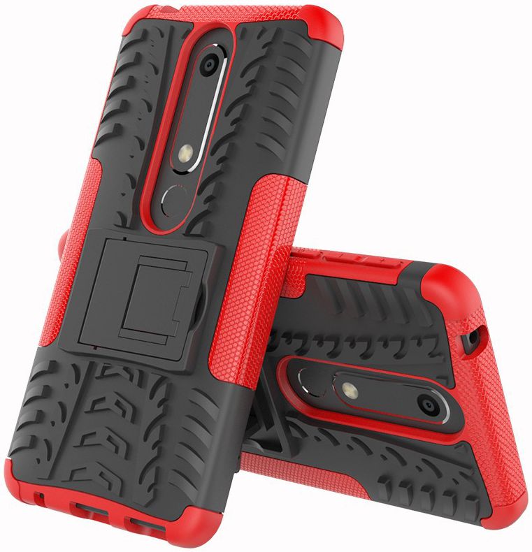 Nokia 6 2018 Hybride Hoesje Rood afbeelding 2