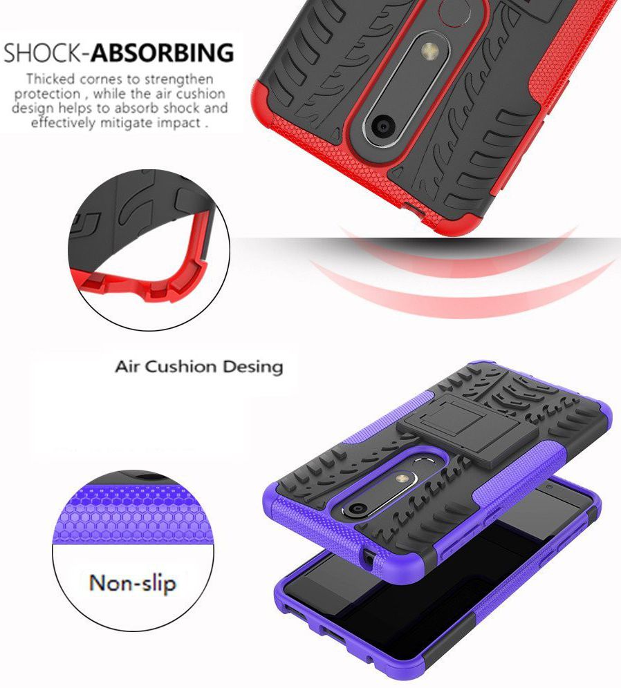 Nokia 6 2018 Hybride Hoesje Rood afbeelding 3
