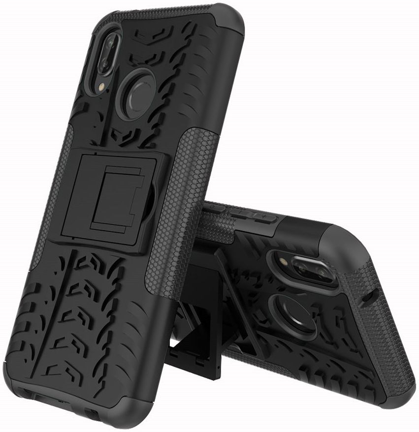 Huawei P20 Lite Robuust Hybride Hoesje Zwart afbeelding 1
