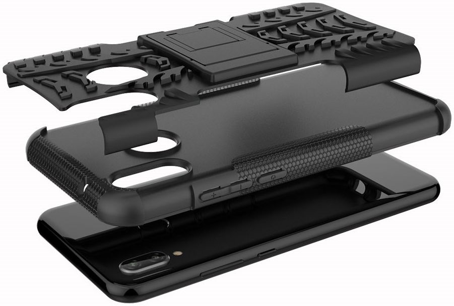 Huawei P20 Lite Robuust Hybride Hoesje Zwart afbeelding 2