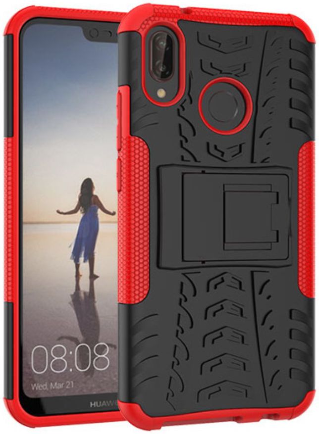 Huawei P20 Lite Robuust Hybride Hoesje Rood afbeelding 2