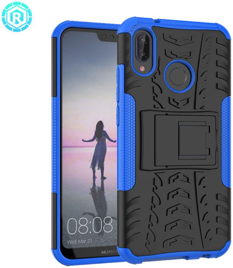 Huawei P20 Lite Robuust Hybride Hoesje Blauw afbeelding 3