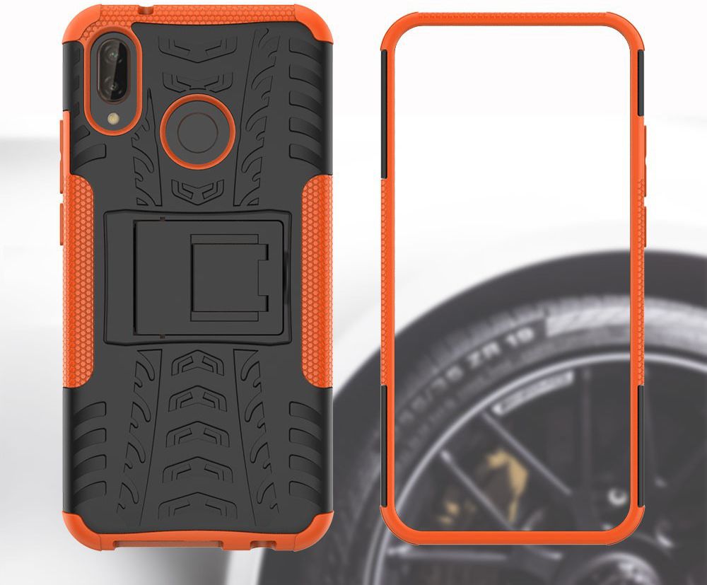 Huawei P20 Lite Robuust Hybride Hoesje Oranje afbeelding 3