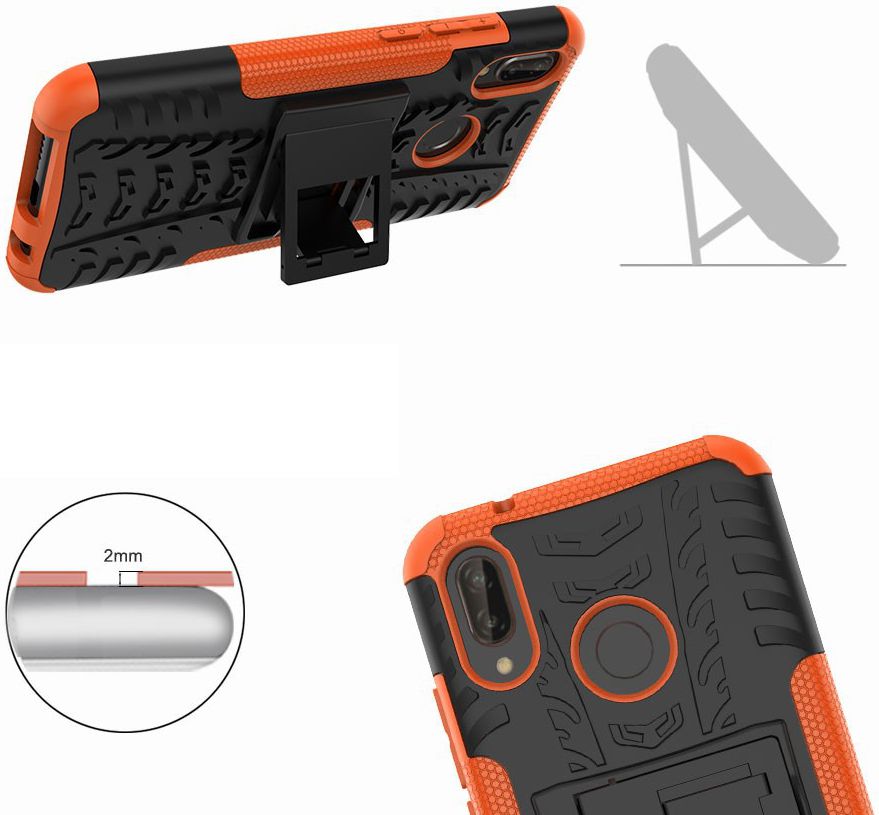 Huawei P20 Lite Robuust Hybride Hoesje Oranje afbeelding 4