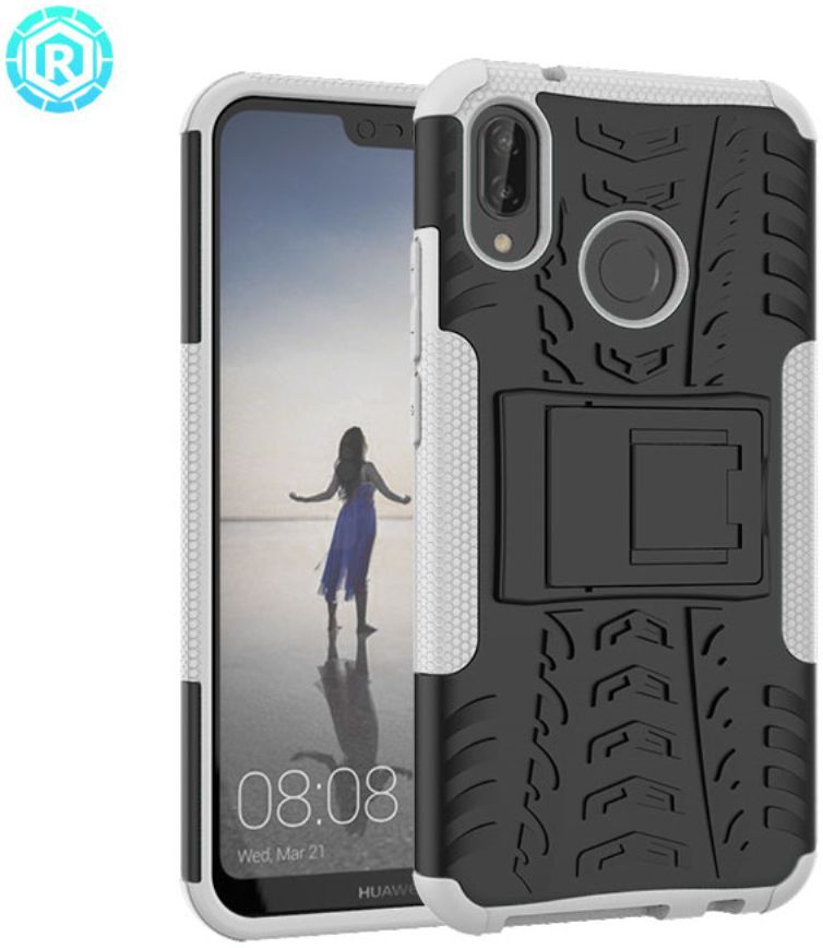 Huawei P20 Lite Robuust Hybride Hoesje Wit afbeelding 2