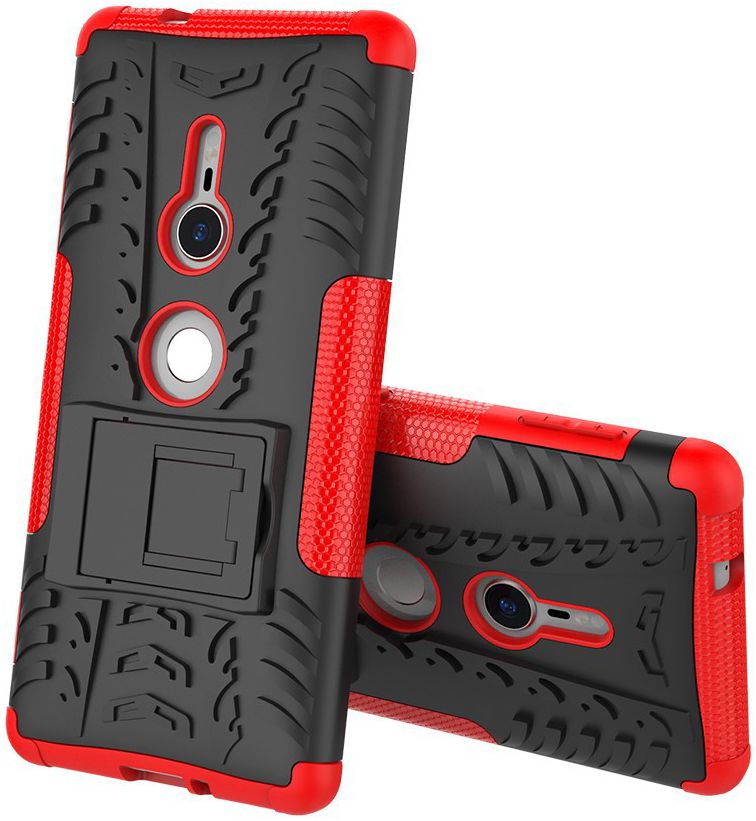 Sony Xperia XZ2 Hybride Hoesje met Kickstand Rood afbeelding 2