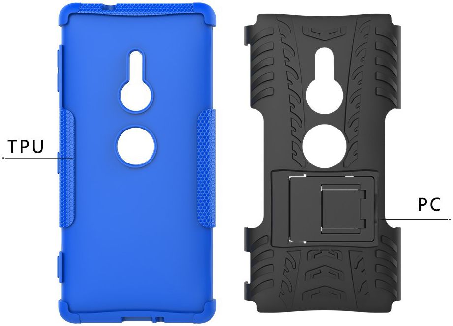 Sony Xperia XZ2 Hybride Hoesje met Kickstand Blauw afbeelding 3