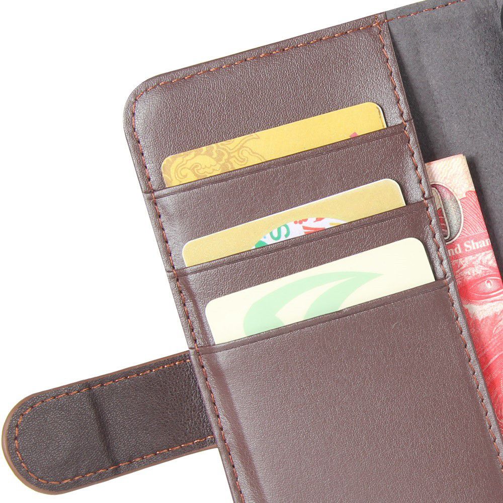 Nokia 7 Plus Echt Lederen Wallet Stand Hoesje Bruin afbeelding 2
