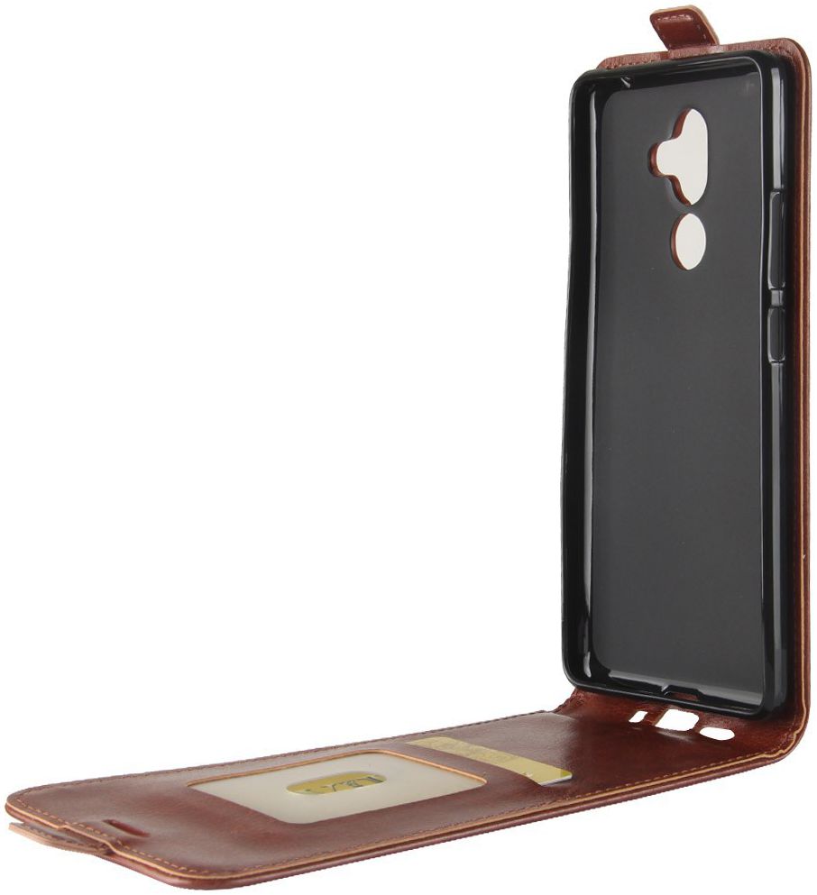 Nokia 7 Plus Verticaal Flip Hoesje Bruin afbeelding 3