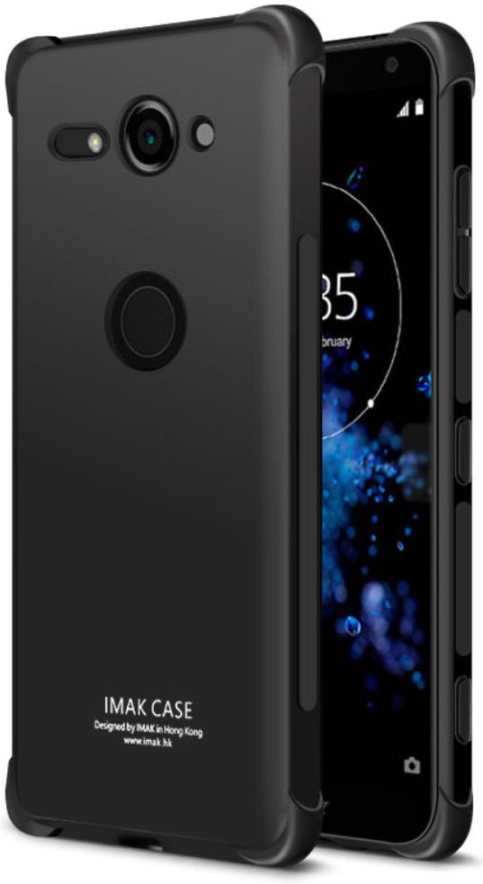 IMAK Sony Xperia XZ2 Compact Hoesje met Screenprotector Metaal Zwart afbeelding 2