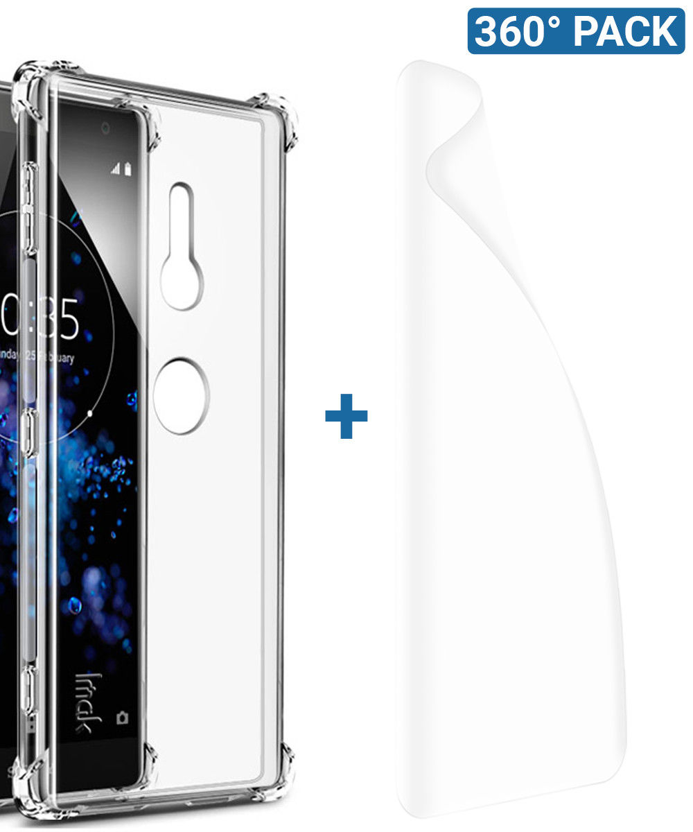 IMAK Sony Xperia XZ2 Hoesje TPU met Screenprotector Transparant afbeelding 1