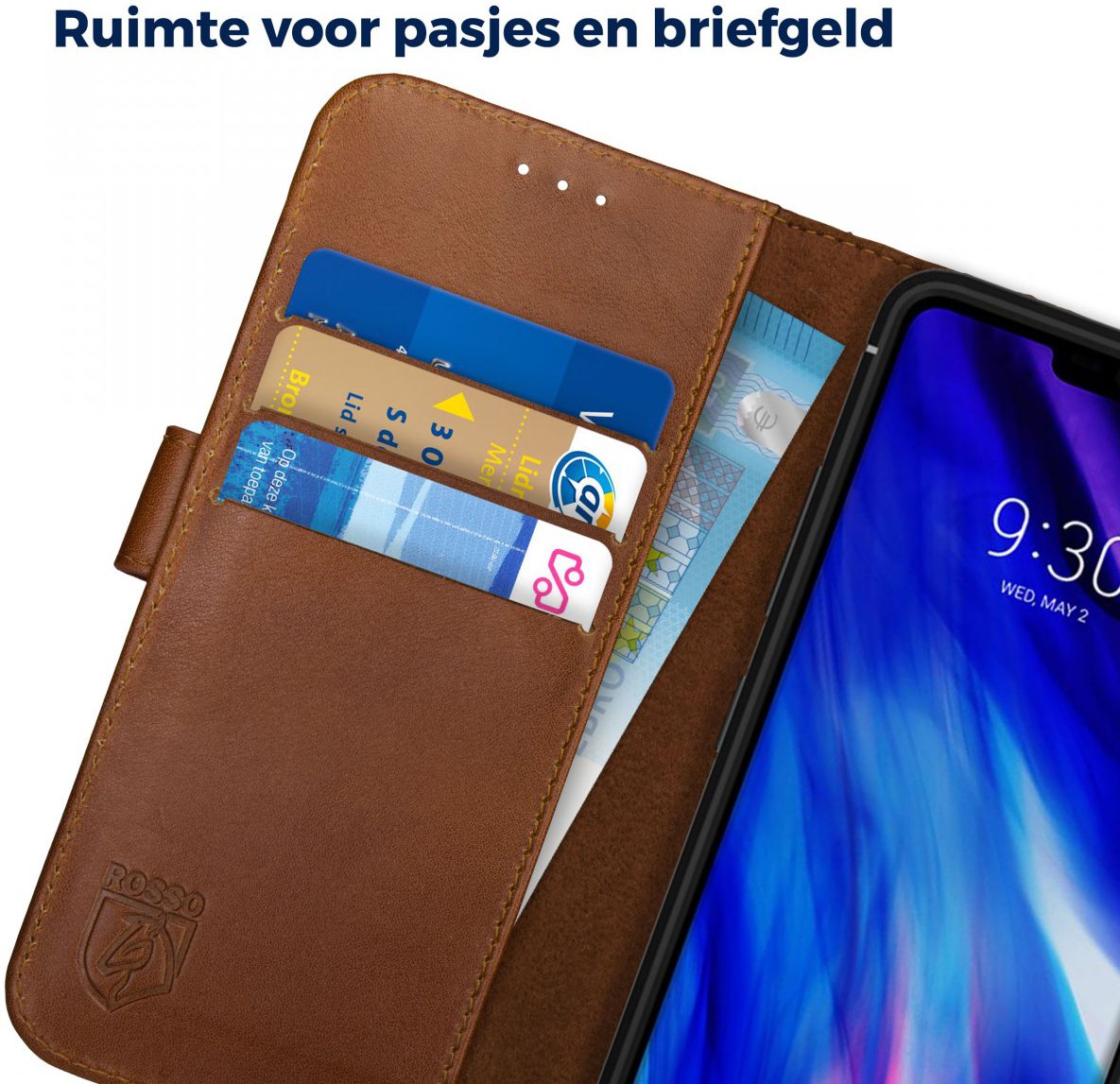 Rosso Deluxe LG G7 Hoesje Echt Leer Book Case Bruin afbeelding 5