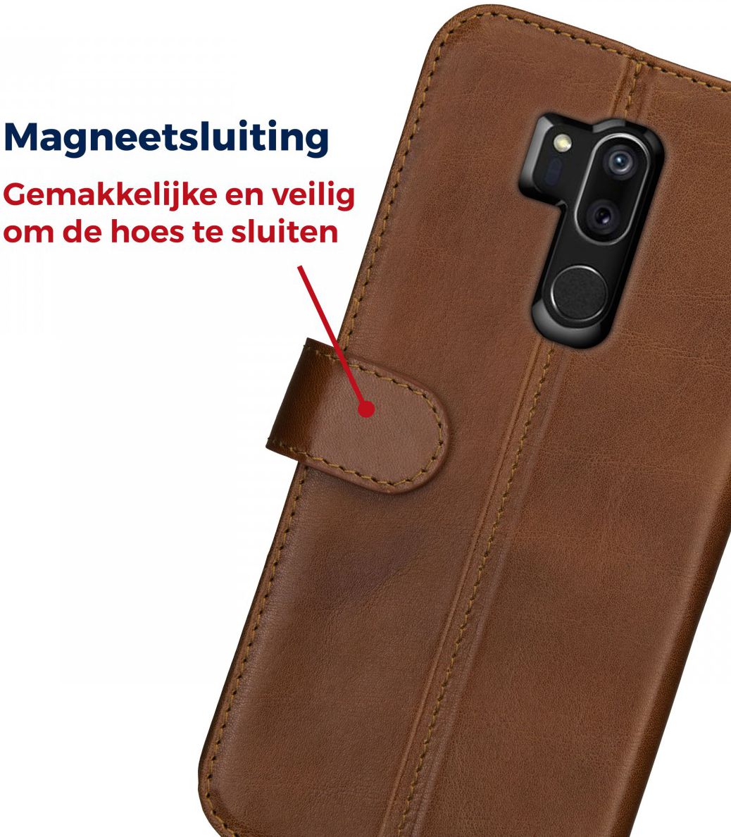 Rosso Deluxe LG G7 Hoesje Echt Leer Book Case Bruin afbeelding 11